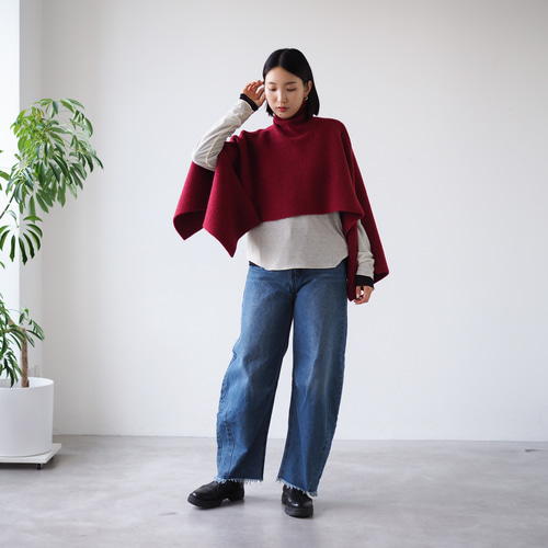 Palm7reemissoni ニットポンチョ ブルー イタリア製 Palm7reemissoni