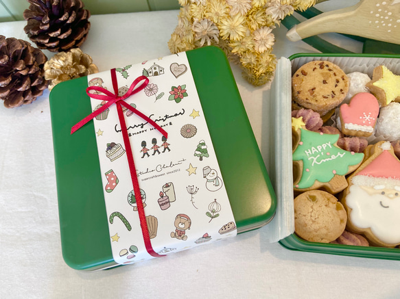 クリスマスクッキー缶♡（なかよしサンタとトナカイ） 3枚目の画像