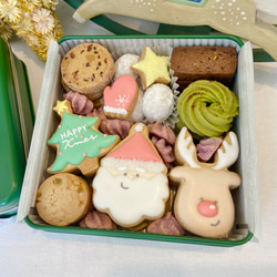 クリスマスクッキー缶♡（なかよしサンタとトナカイ） 2枚目の画像