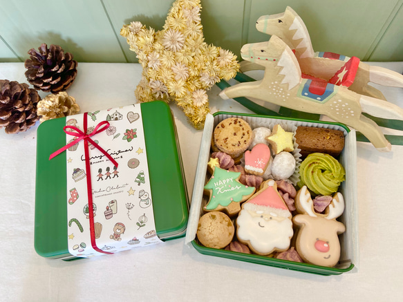 クリスマスクッキー缶♡（なかよしサンタとトナカイ） 4枚目の画像