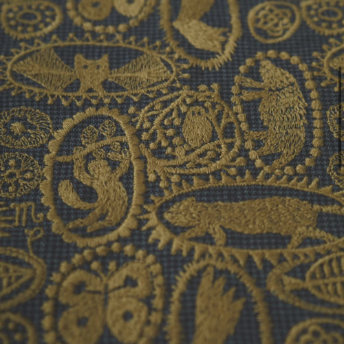 【 pakuyume様】ミナペルホネン/ジャングルレリーフ　ベージュ/牛革グ木玉 mina perhonen jungle relief A6 ミナペルホネン の刺繍生地