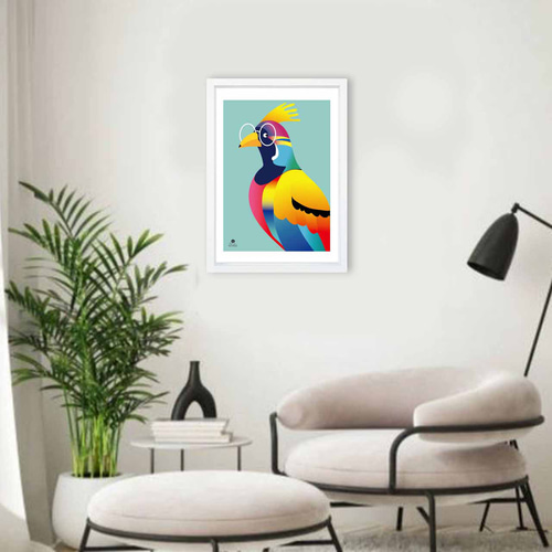 夜明けの鳥の絵　額付き絵画　イラスト 夜明けの鳥の絵 額付き絵画 イラスト