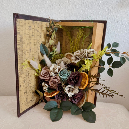 専用です　コメントで500円引　フラワーアレンジメント♡Shabby chic ❤️SALE❤️アンティークBook boxフラワーアレンジ その他素材