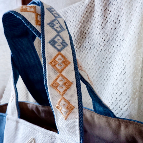 和洋刺繍のミニバッグ＊デニム＊ライトブルー【ハーダンガー刺繍