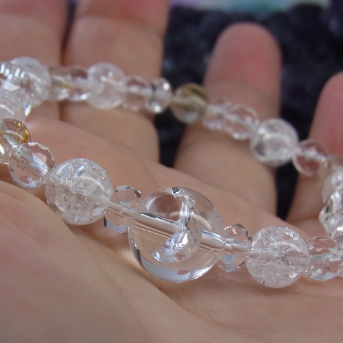 ◇キラキラお守り 水晶ブレス◇虹入 アイリスクォーツ ルチル