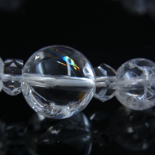 ◇キラキラお守り 水晶ブレス◇虹入 アイリスクォーツ ルチル