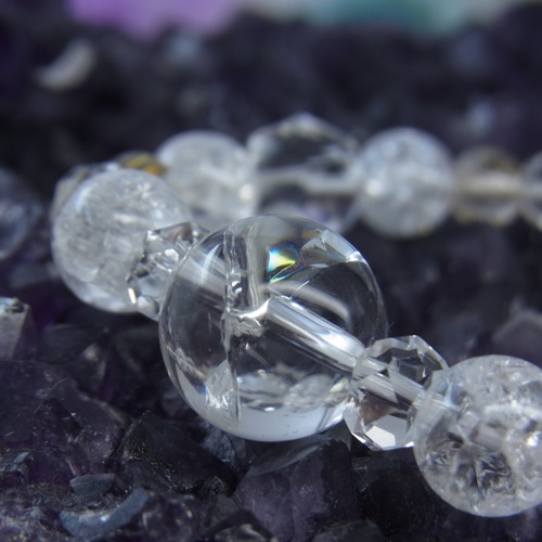 ◇キラキラお守り 水晶ブレス◇虹入 アイリスクォーツ ルチル