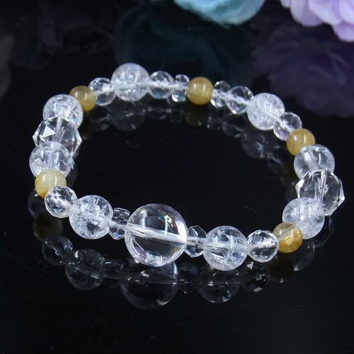 ◇キラキラお守り 水晶ブレス◇虹入 アイリスクォーツ ルチル
