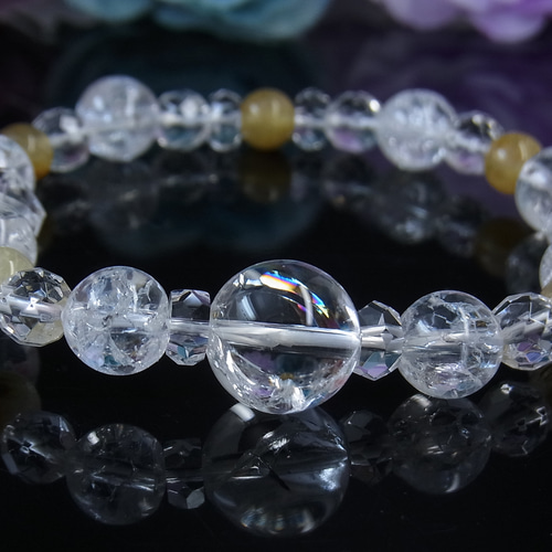 ◇キラキラお守り 水晶ブレス◇虹入 アイリスクォーツ ルチル