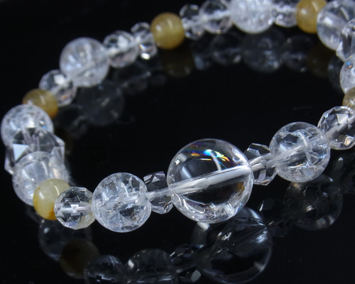 ◇キラキラお守り 水晶ブレス◇虹入 アイリスクォーツ ルチル