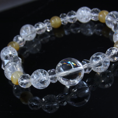 ◇キラキラお守り 水晶ブレス◇虹入 アイリスクォーツ ルチル