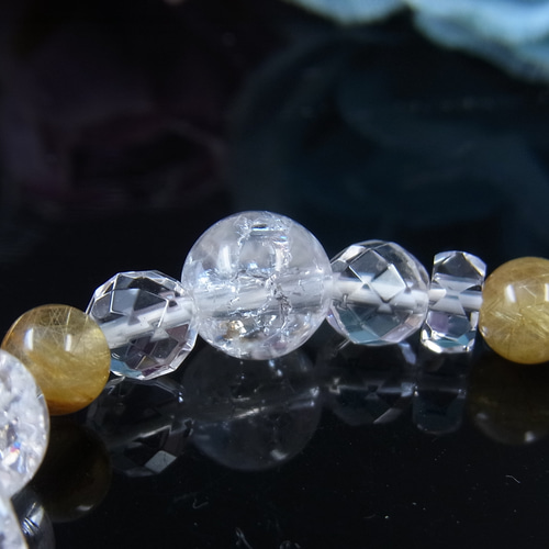 ◇キラキラお守り 水晶ブレス◇虹入 アイリスクォーツ ルチル