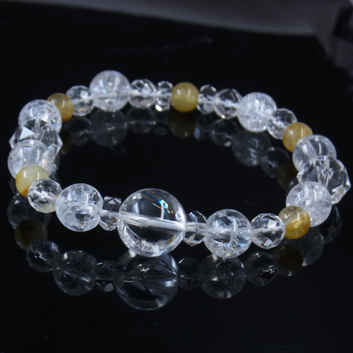 ◇キラキラお守り 水晶ブレス◇虹入 アイリスクォーツ ルチル