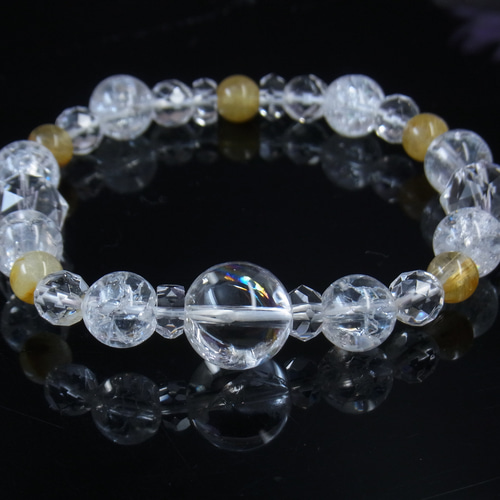 ◇キラキラお守り 水晶ブレス◇虹入 アイリスクォーツ ルチル