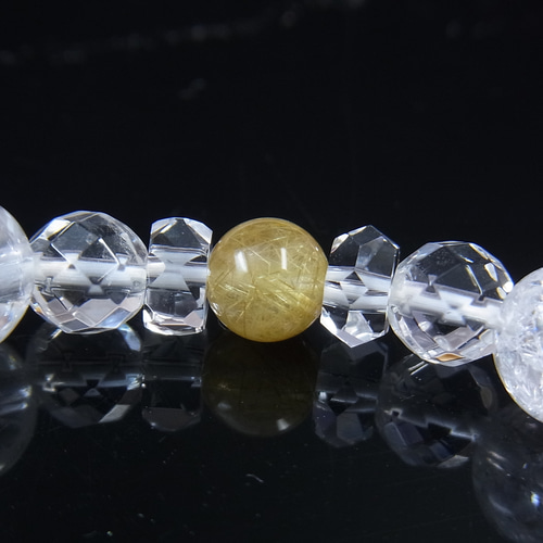 ◇キラキラお守り 水晶ブレス◇虹入 アイリスクォーツ ルチル