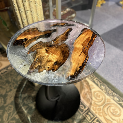 超希少】屋久杉・虎杢・光明杢・最高級ジルコニアレジンテーブル ST1