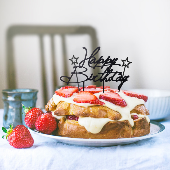 4色から選べる】 ケーキトッパー Happy Birthday スター セット