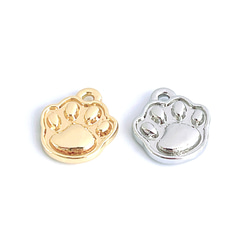 ejp672【2個入り】猫の肉球 真鍮製 シルバー チャーム 6枚目の画像