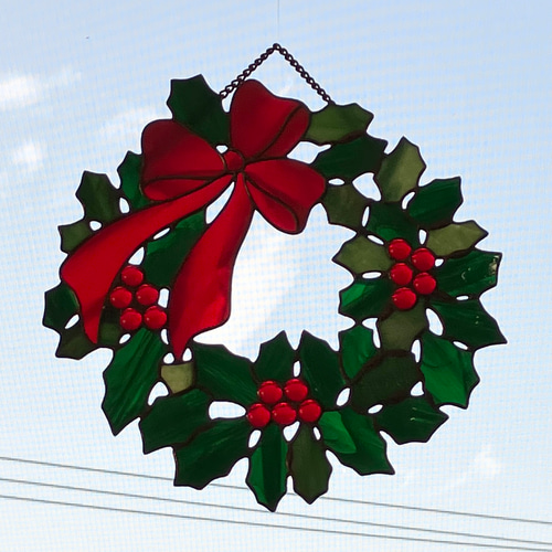 クリスマスリース ステンドグラス ステンドグラスリースの通販 | iichi 日々の暮らしを心地よくする