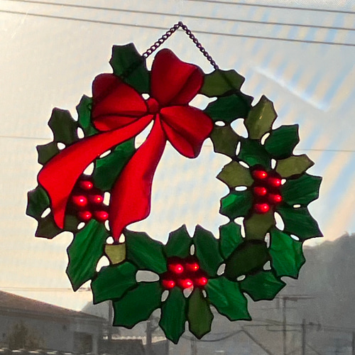 ステンドグラス☆クリスマスリース サンキャッチャー osamukanchan