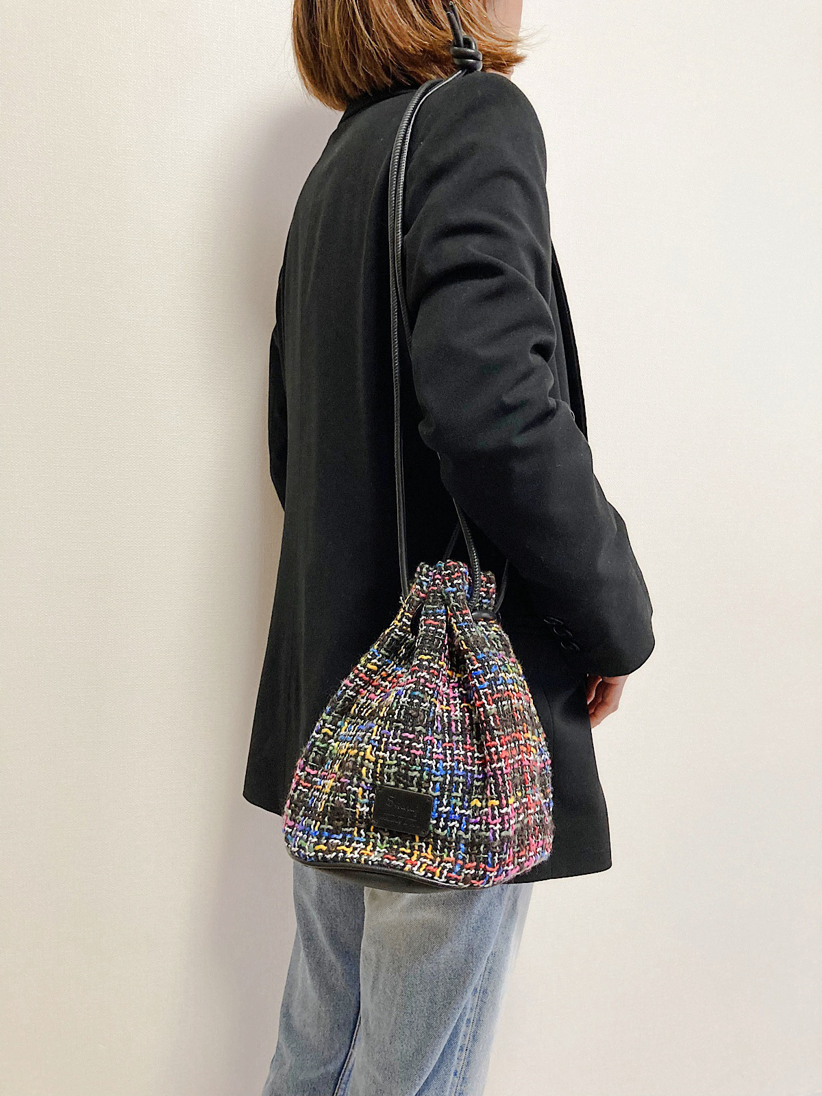 【Swaraj】ツイード レザーコンボ・ショルダーBAG  / MULTI