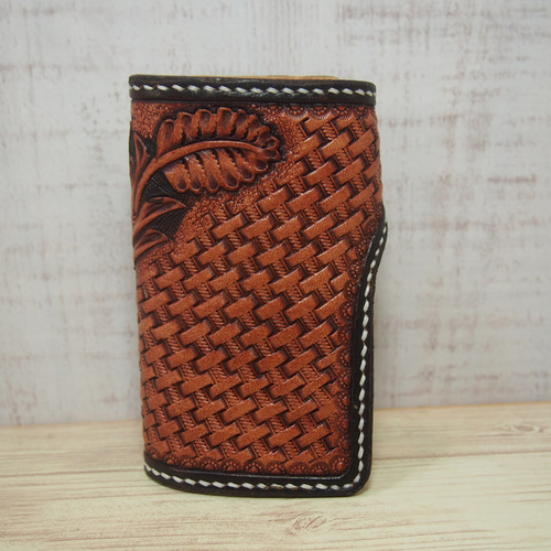 カービング革キーケース：E（車スマートキーOK）】 キーケース