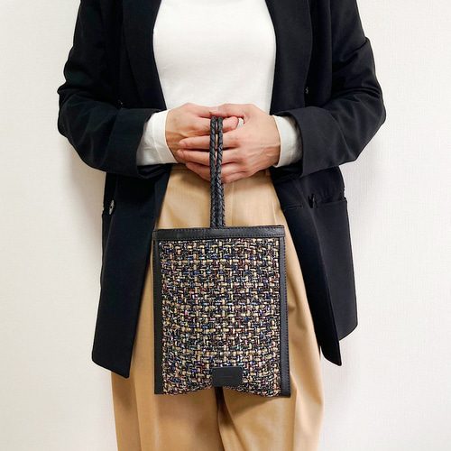 Swaraj】ツイードレザー2WAY mini BAG / BLACK MIX 2wayバッグ STYLE 