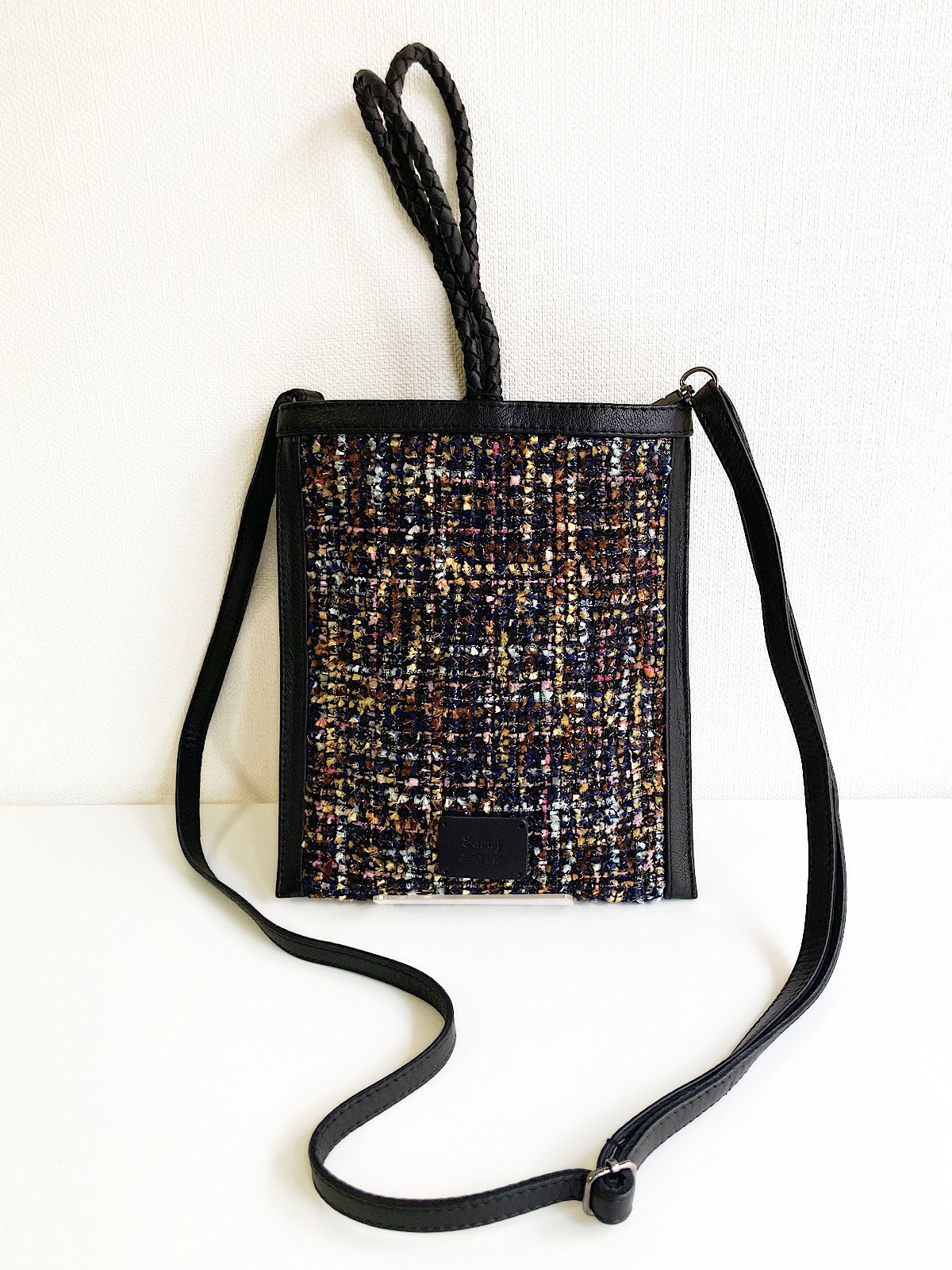 【Swaraj】ツイードレザー2WAY mini BAG  / NAVY MIX