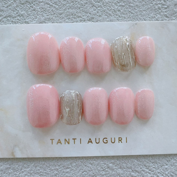 超 シンプル 薄い ピンク色 ネイルチップ ベリーショート 短め 小さい