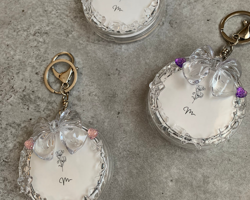 缶バッジサイズ】 バッジケースキーホルダー 『pixy』3color peach