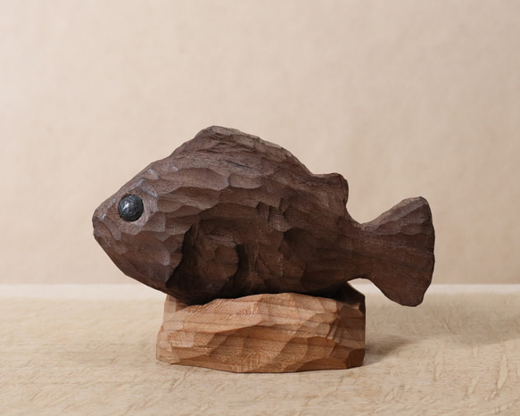 木彫り魚のオブジェ ハンドメイド