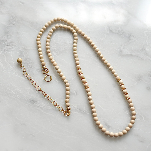 リバーストーンのラウンドビーズネックレス☆14KGF ネックレス  