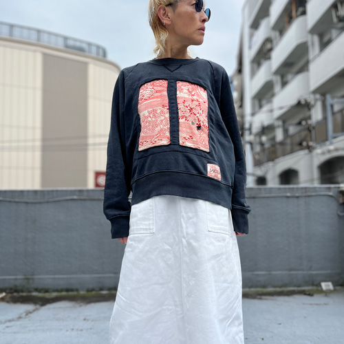 着物アートパネルトレーナー 着物リメイク 着物ハギレ再利用