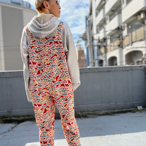 松濤サロペット 縮緬着物リユース サロペット 着物リメイクサロペット