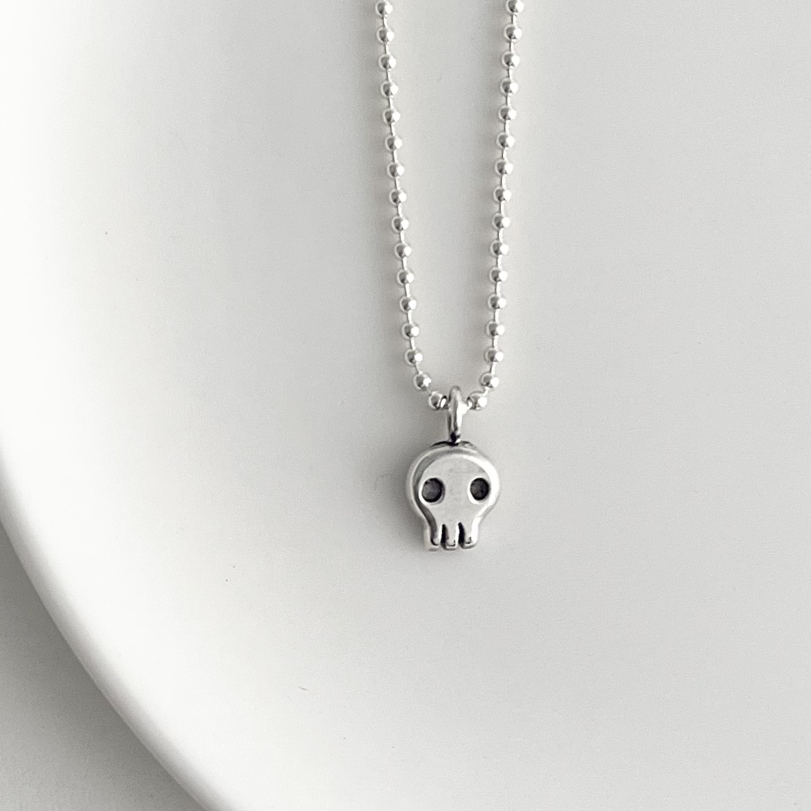 ドクロ　ネックレス　シルバー925　チェーン45㎝