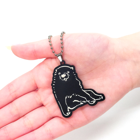 長沢芦雪の「あの犬」】ブラックアクリルキーホルダー（小）／いぬ