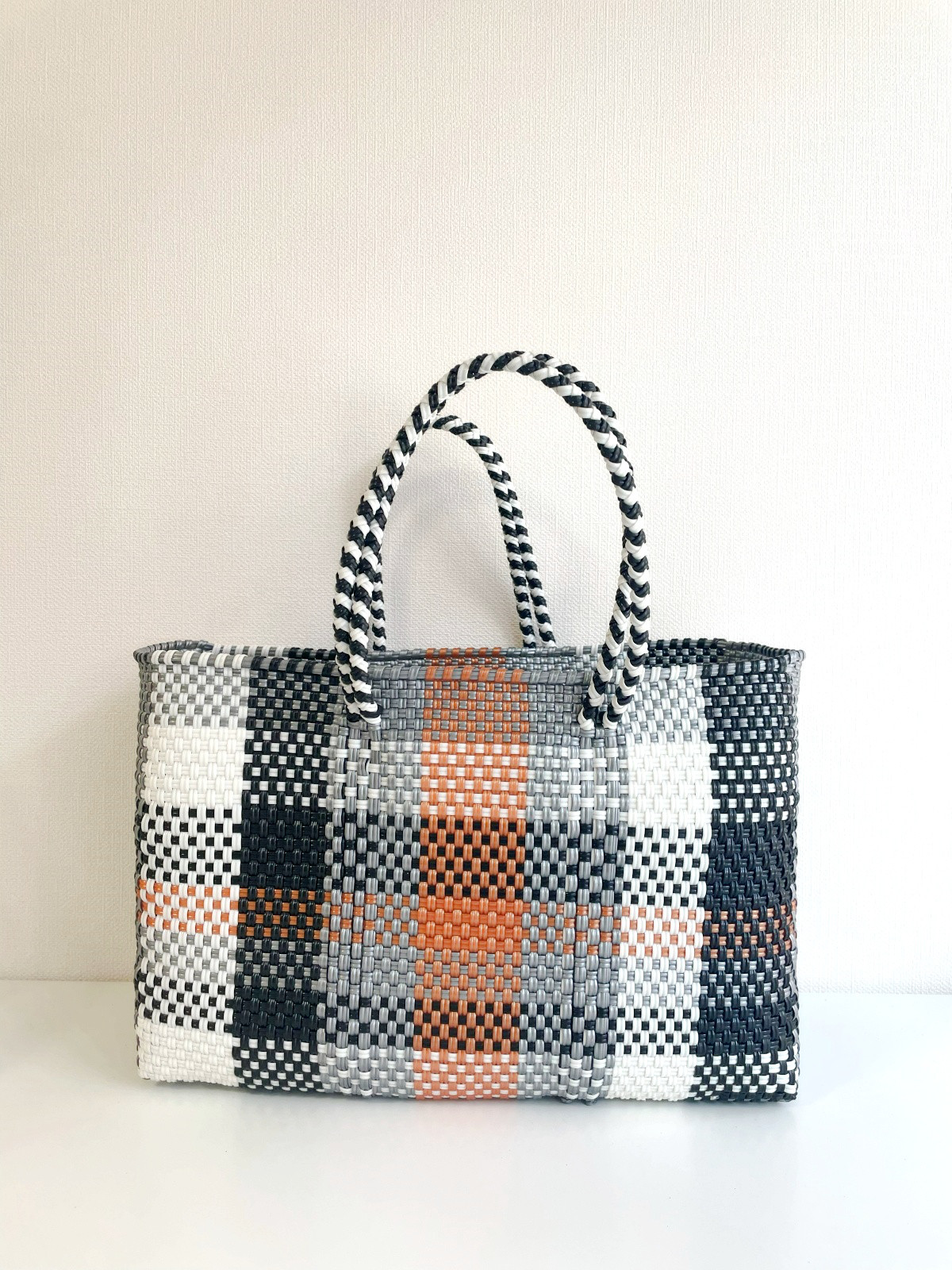 【Moonbird】メルカドバッグ 横長 ・CHECK / BLK MIX