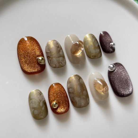 ㊿ ネイルチップ ニュアンスネイル マグネットネイル うるうるネイル お洒落ネイル 個性派ネイル 2枚目の画像