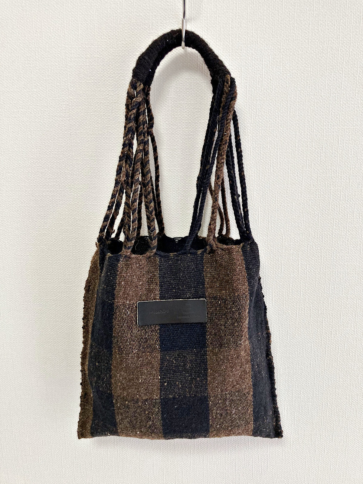 【 Moonbird】手織りのハンモックバッグ(S)CHECK / BRN BLK