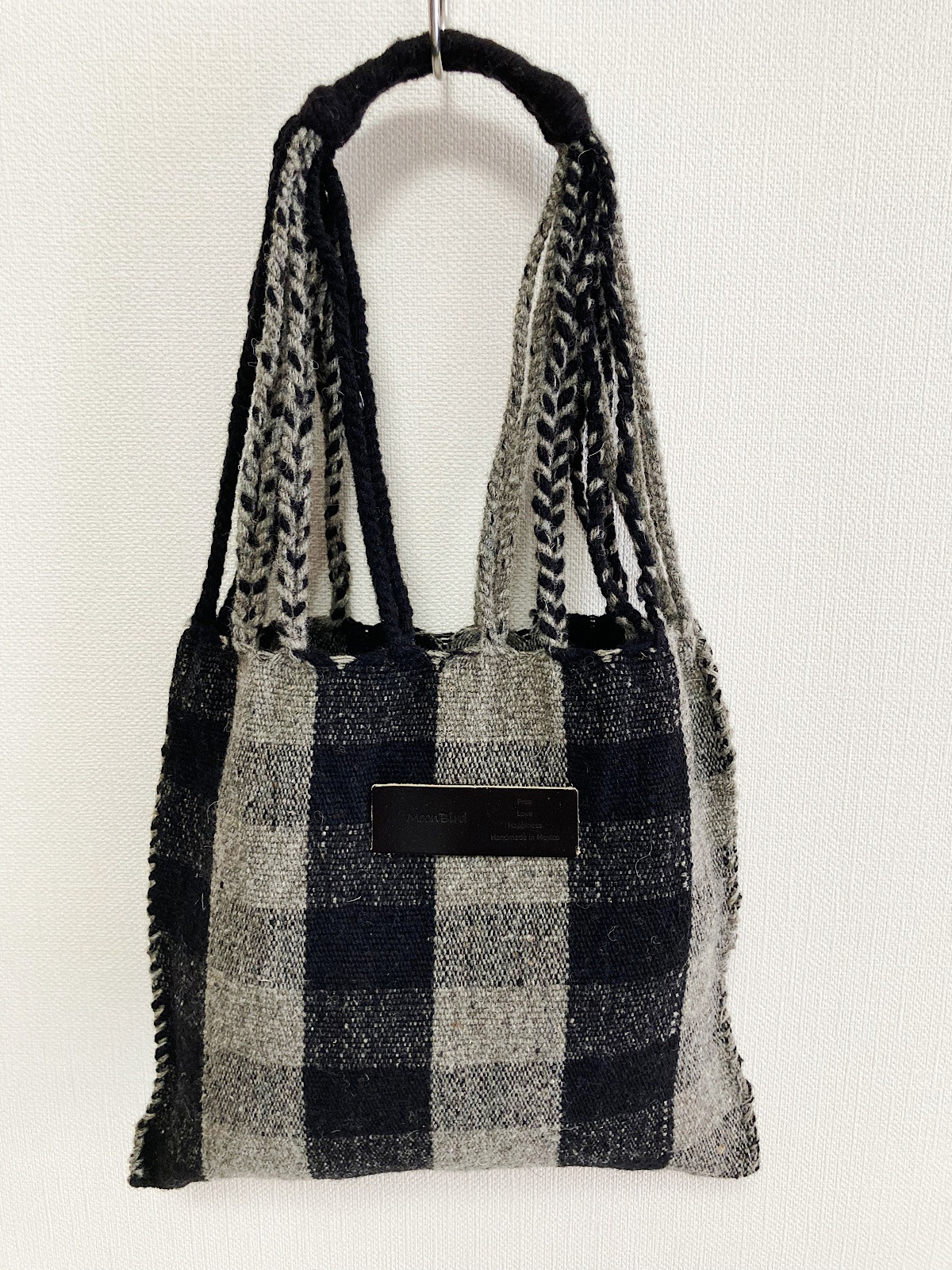 【 Moonbird】手織りのハンモックバッグ(S)CHECK / GRY BLK