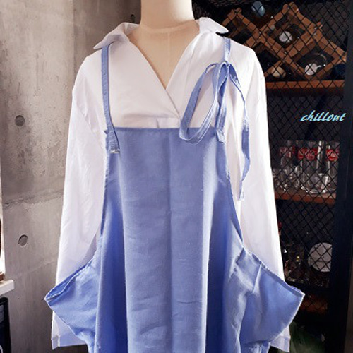 sale】【背中がかわいい】エプロンドレス：スカイブルー【0370 