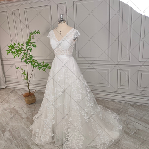 背中空き Vネック ウェディングドレス パーティードレス 結婚式