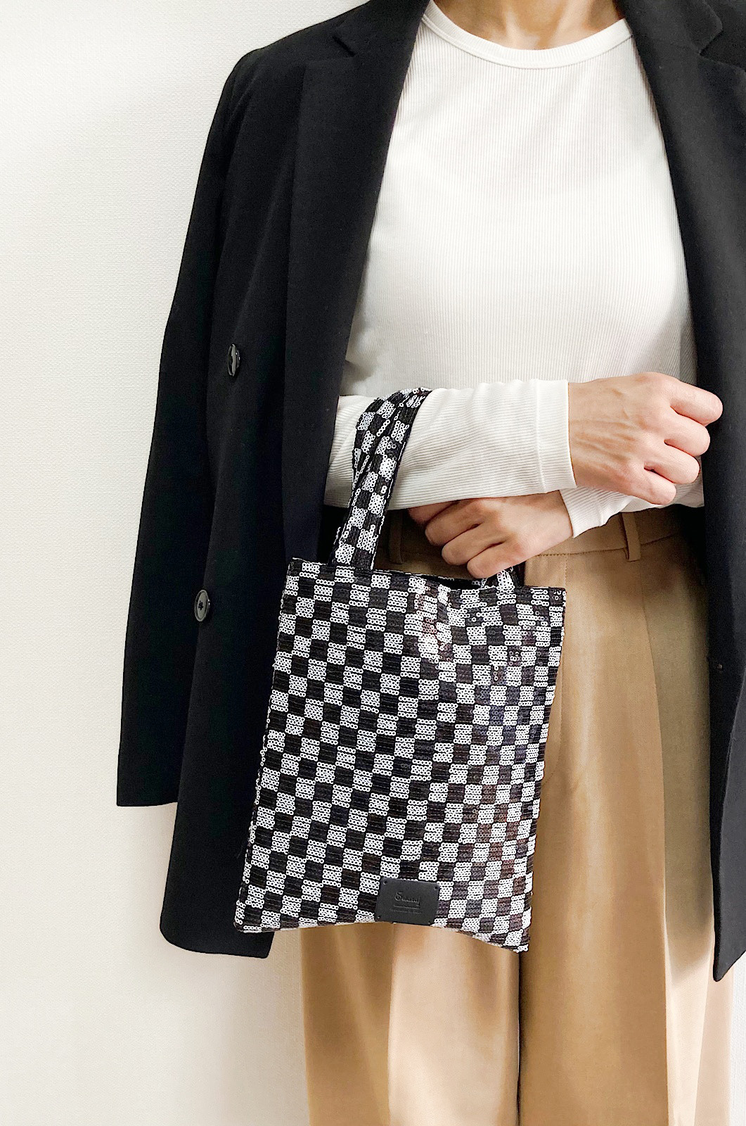 【Swaraj】スパンコール miniTOTE / モノグラム X BLK