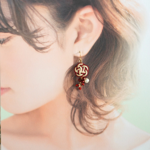 ⌘梅玉⌘ 水引アクセサリー 水引ピアス 水引イヤリング ピアス（フック