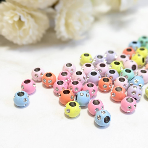 A−12 キラキララインストーン付きビーズ 大きな穴 カスタムボールペン