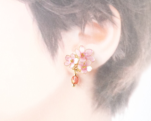 桜爛】桜のイヤーアクセサリー イヤリング・ノンホールピアス Noriko's