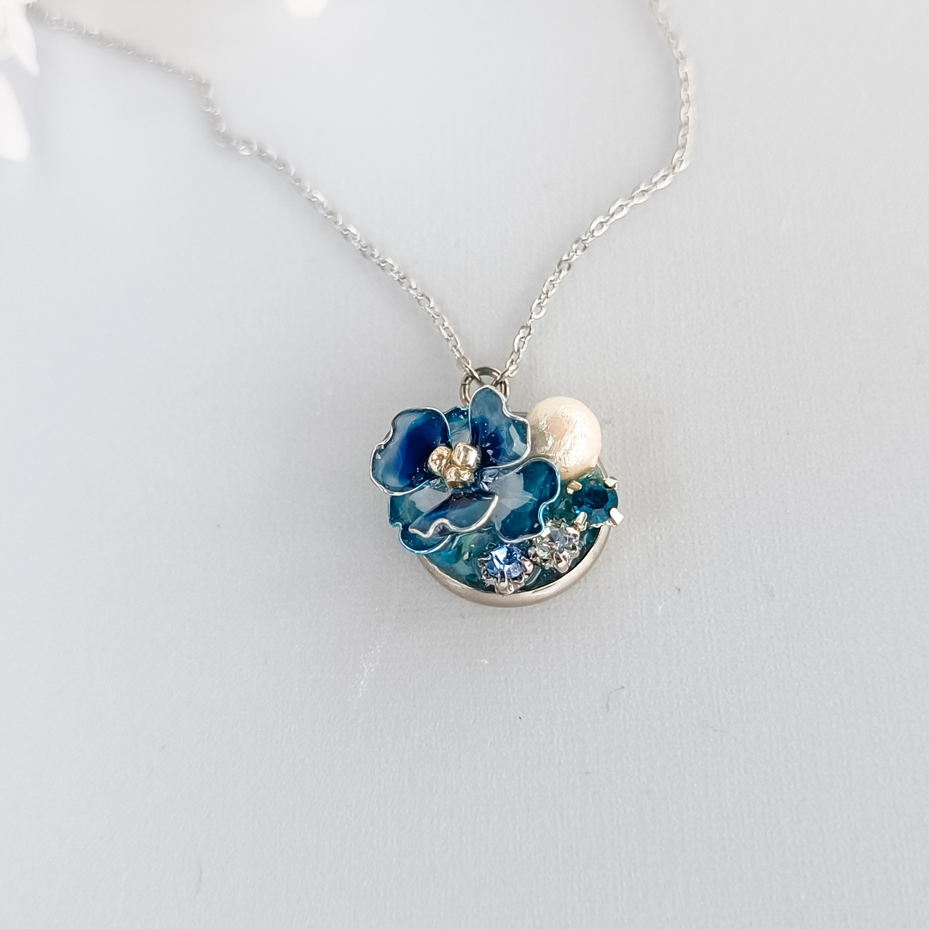 【お得なセット割】サージカルステンレス　Camellia <ターコイズブルー> アネモネ 山茶花 薔薇 コットンパール