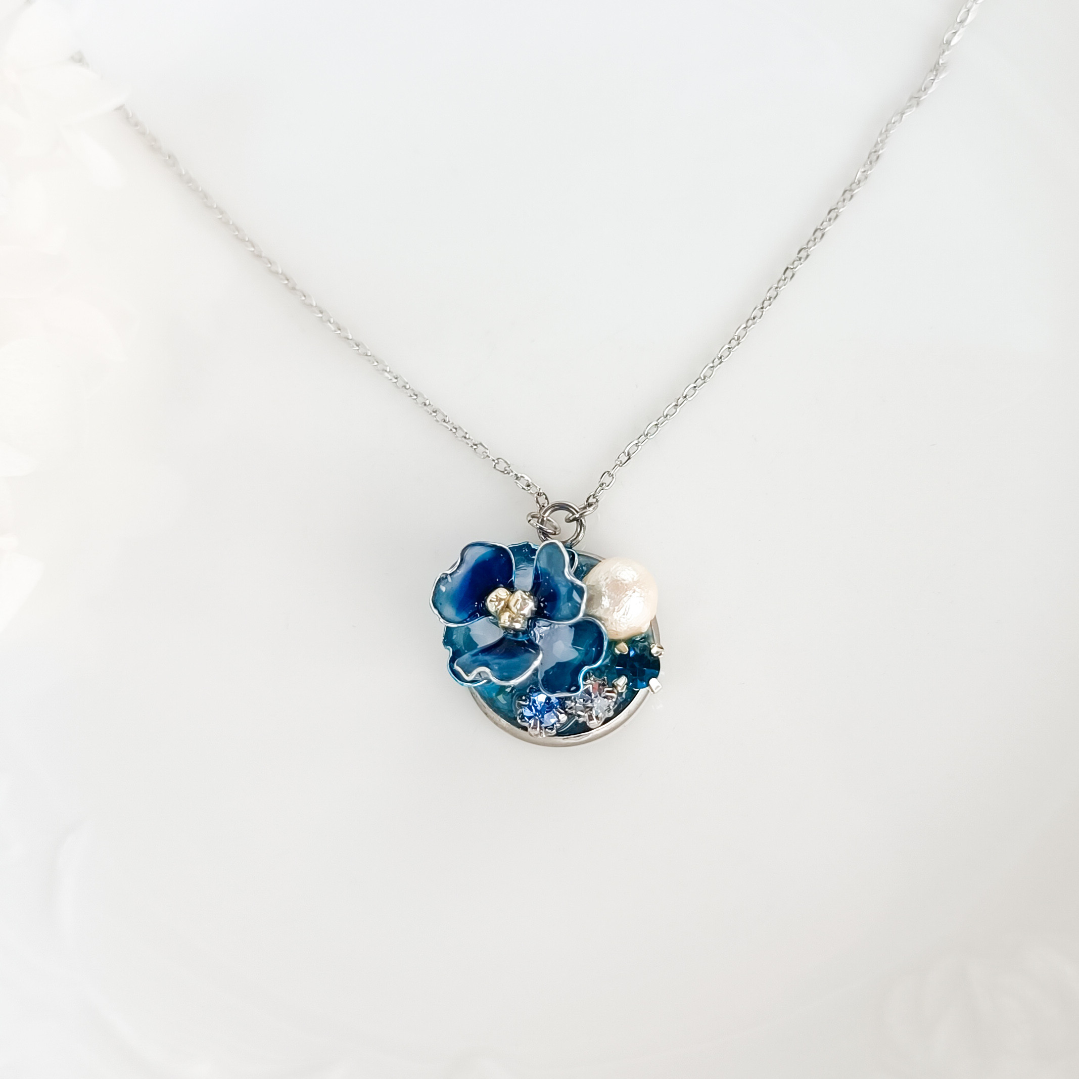 【お得なセット割】サージカルステンレス　Camellia <ターコイズブルー> アネモネ 山茶花 薔薇 コットンパール