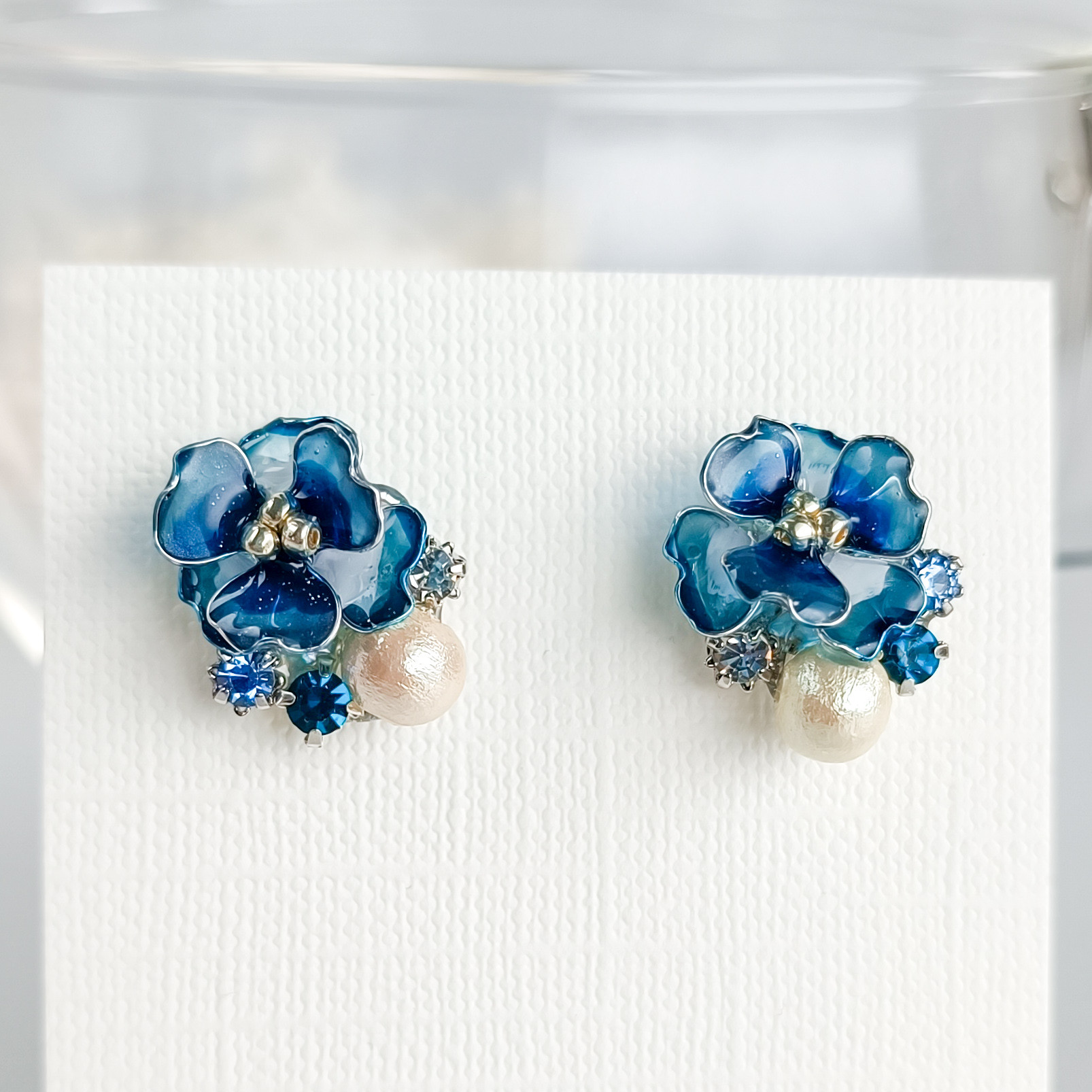 【お得なセット割】サージカルステンレス　Camellia <ターコイズブルー> アネモネ 山茶花 薔薇 コットンパール