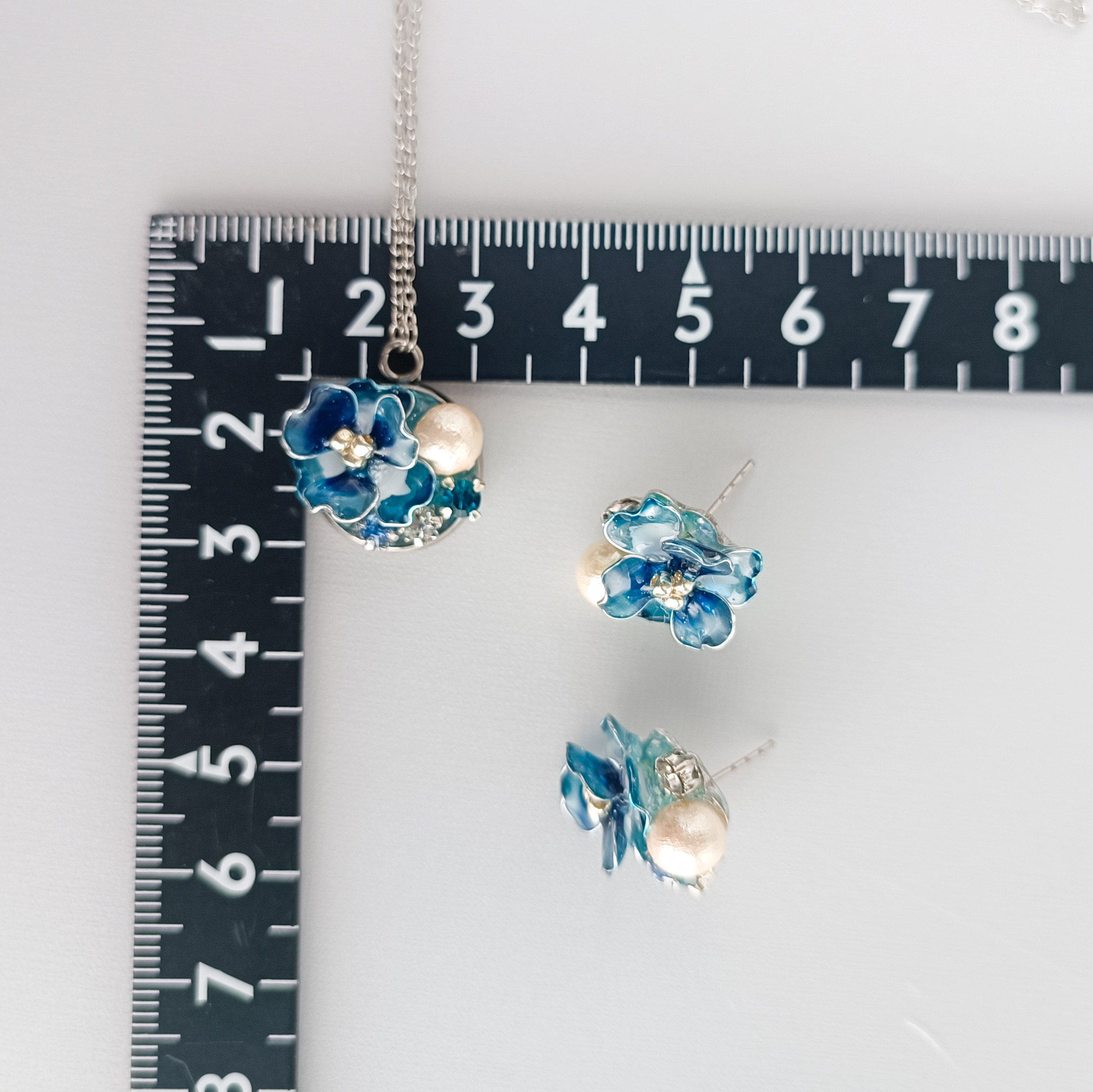 【お得なセット割】サージカルステンレス　Camellia <ターコイズブルー> アネモネ 山茶花 薔薇 コットンパール